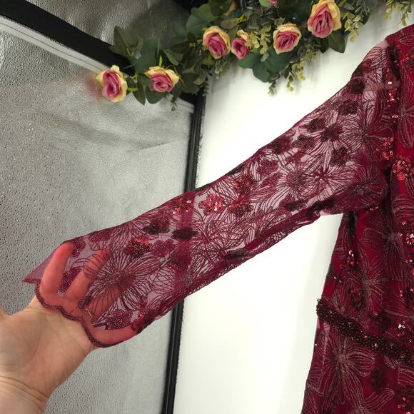 MAC DUGGAL 67541 Embellished Illusion Long Sleeve Dress Size 20W NWOT - Picture 7 of 12